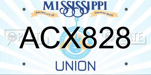 ACX828 Mississippi License Plate