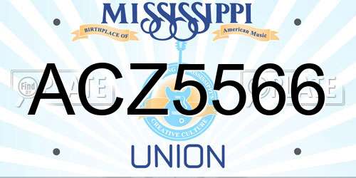 ACZ5566 Mississippi License Plate