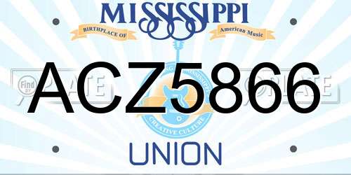 ACZ5866 Mississippi License Plate