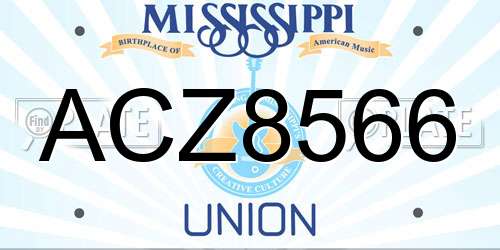 ACZ8566 Mississippi License Plate