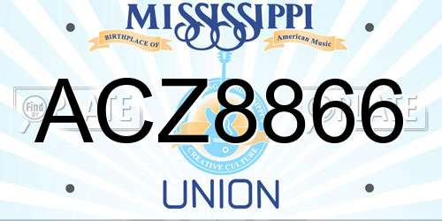 ACZ8866 Mississippi License Plate