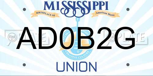 AD0B2G Mississippi License Plate
