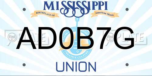 AD0B7G Mississippi License Plate
