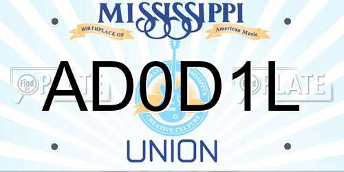 AD0D1L Mississippi License Plate