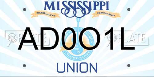 AD0O1L Mississippi License Plate