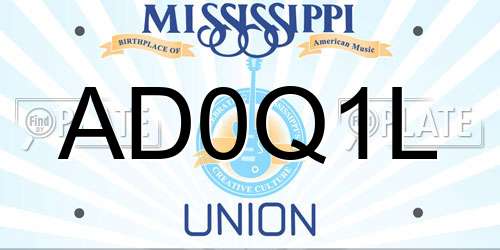 AD0Q1L Mississippi License Plate