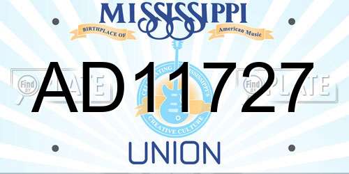 AD11727 Mississippi License Plate