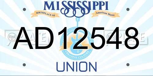 AD12548 Mississippi License Plate