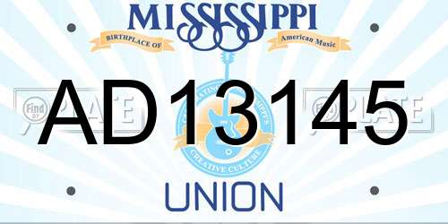 AD13145 Mississippi License Plate