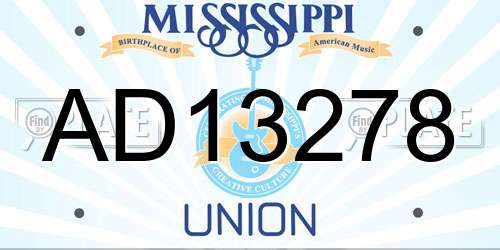 AD13278 Mississippi License Plate