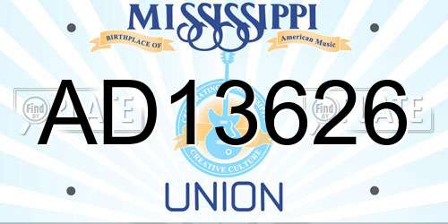 AD13626 Mississippi License Plate
