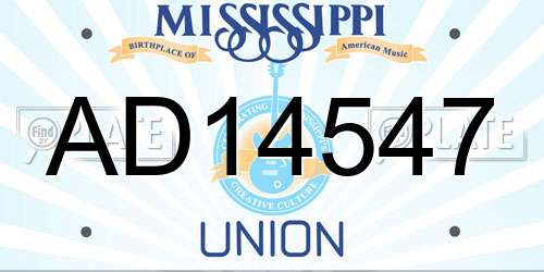 AD14547 Mississippi License Plate