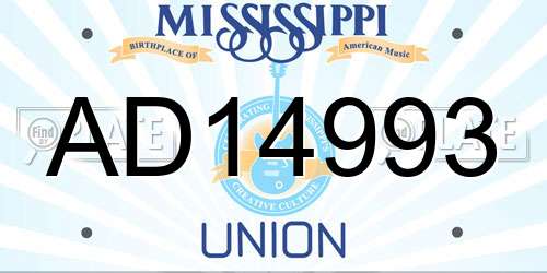 AD14993 Mississippi License Plate