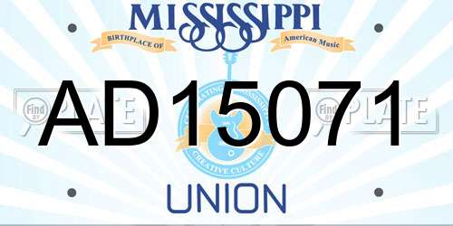 AD15071 Mississippi License Plate