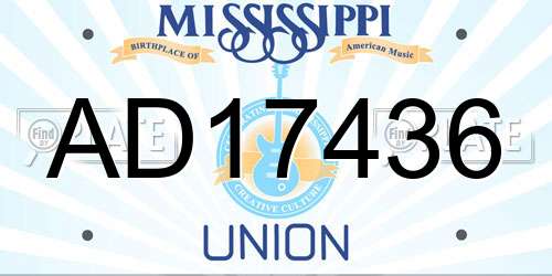 AD17436 Mississippi License Plate