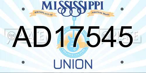 AD17545 Mississippi License Plate