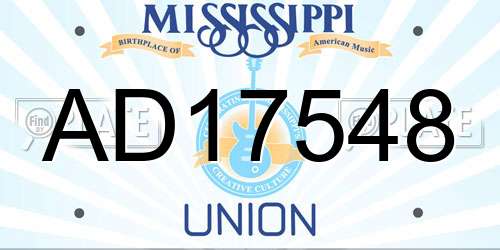 AD17548 Mississippi License Plate