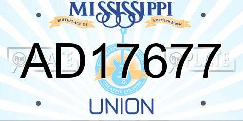 AD17677 Mississippi License Plate