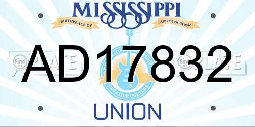 AD17832 Mississippi License Plate
