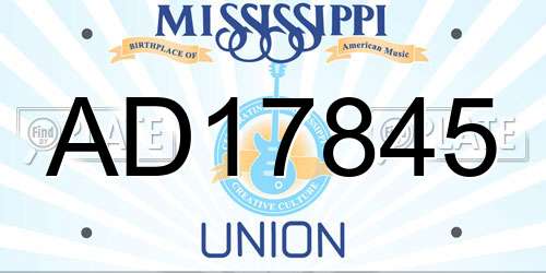 AD17845 Mississippi License Plate