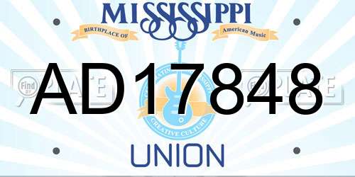 AD17848 Mississippi License Plate