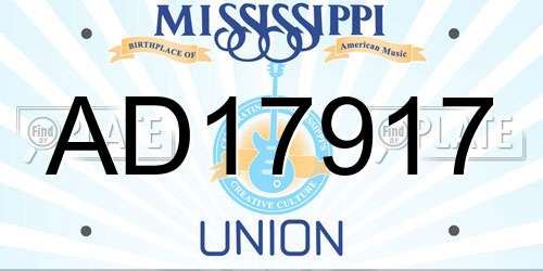 AD17917 Mississippi License Plate