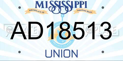 AD18513 Mississippi License Plate