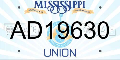 AD19630 Mississippi License Plate