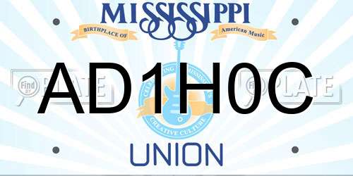 AD1H0C Mississippi License Plate