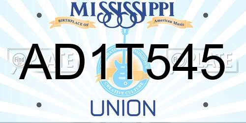 AD1T545 Mississippi License Plate