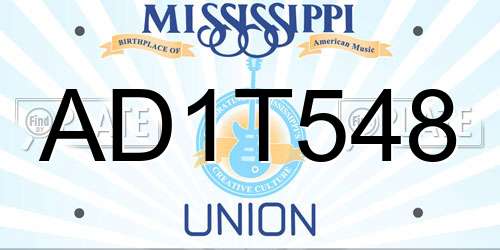 AD1T548 Mississippi License Plate
