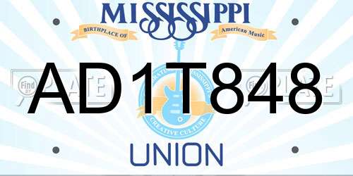 AD1T848 Mississippi License Plate