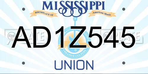 AD1Z545 Mississippi License Plate