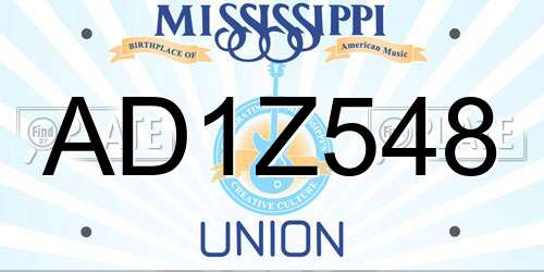 AD1Z548 Mississippi License Plate