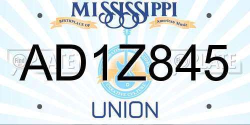 AD1Z845 Mississippi License Plate
