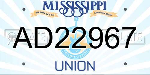 AD22967 Mississippi License Plate