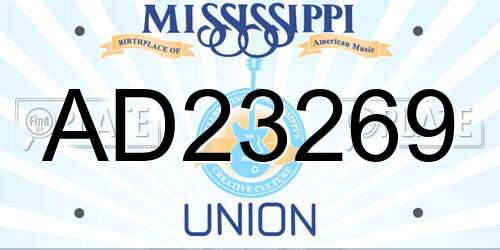 AD23269 Mississippi License Plate
