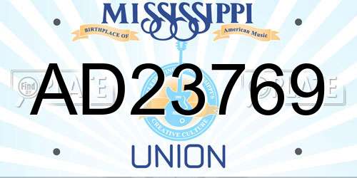 AD23769 Mississippi License Plate