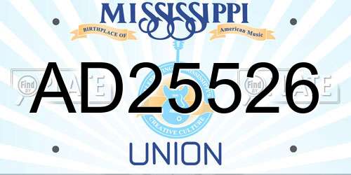 AD25526 Mississippi License Plate