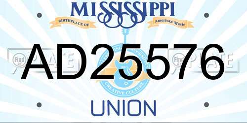 AD25576 Mississippi License Plate