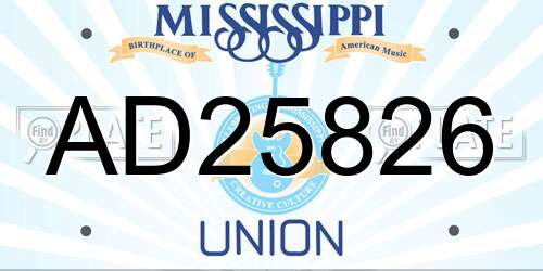 AD25826 Mississippi License Plate
