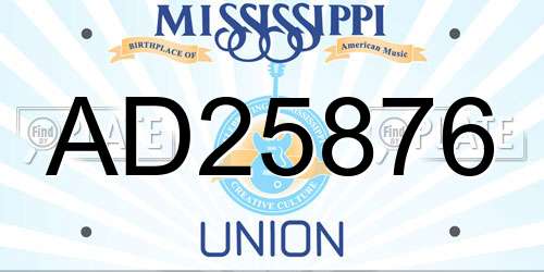 AD25876 Mississippi License Plate