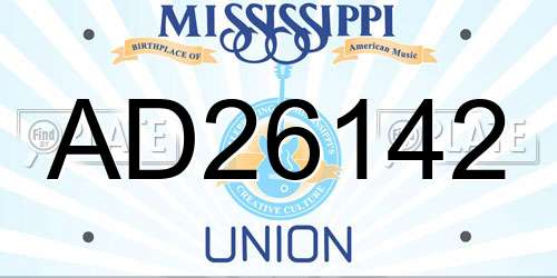 AD26142 Mississippi License Plate