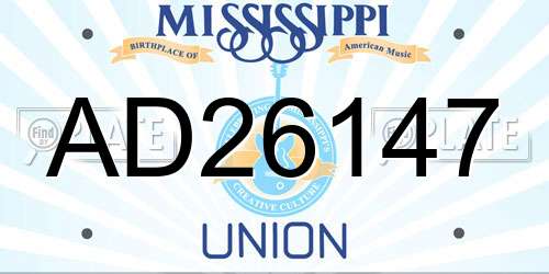 AD26147 Mississippi License Plate