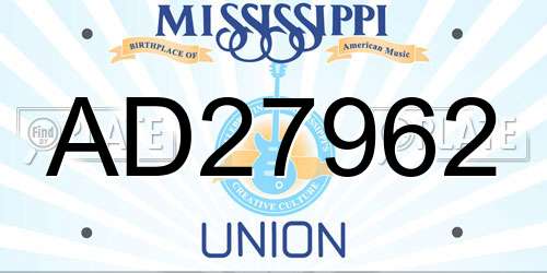 AD27962 Mississippi License Plate