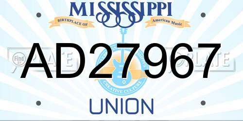 AD27967 Mississippi License Plate