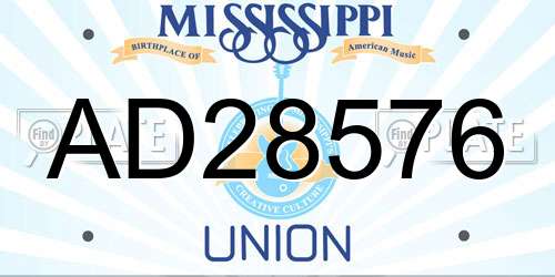 AD28576 Mississippi License Plate