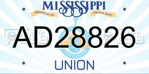 AD28826 Mississippi License Plate