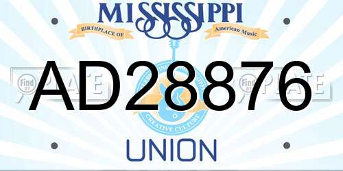 AD28876 Mississippi License Plate