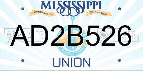 AD2B526 Mississippi License Plate